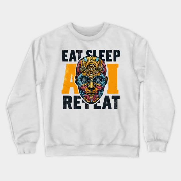 Eat Sleep AI Repeat Crewneck Sweatshirt by Vehicles-Art